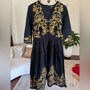 NEW! ASOS Black and Gold Embroidered Dress